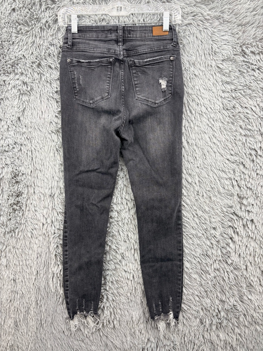 Judy Blue Womens 26 Black High Rise Buttonfly Distressed Skinny Raw Hem